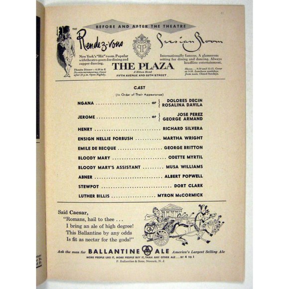 South Pacific Playbill April 1952 Martha Wright George Britton Wolfson Ticket - Picture 4 of 9
